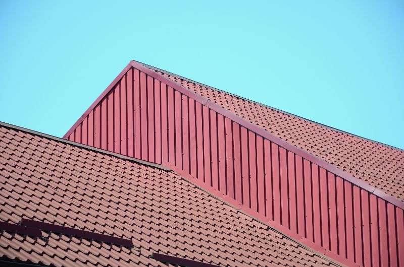 A metal roof in red color